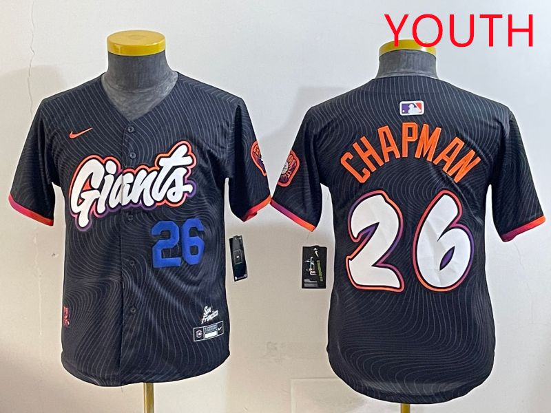 Youth San Francisco Giants #26 Chapman Black Joint Name 2025 Nike MLB Jersey style 3
